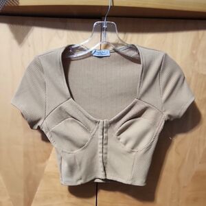 Womens Haley & June Cropped Corset Top Tan Size Small New Without Tags